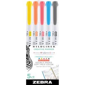 Zebra Mildline Double Ended Highlighter | 5Pk
