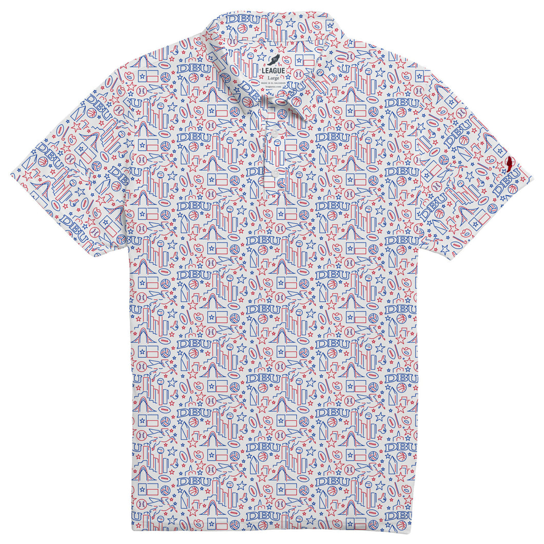 DBU Skyline All Over Print Polo, White