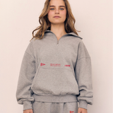 Brushed French Terry 1/4 Zip with Pocket | Heather Grey