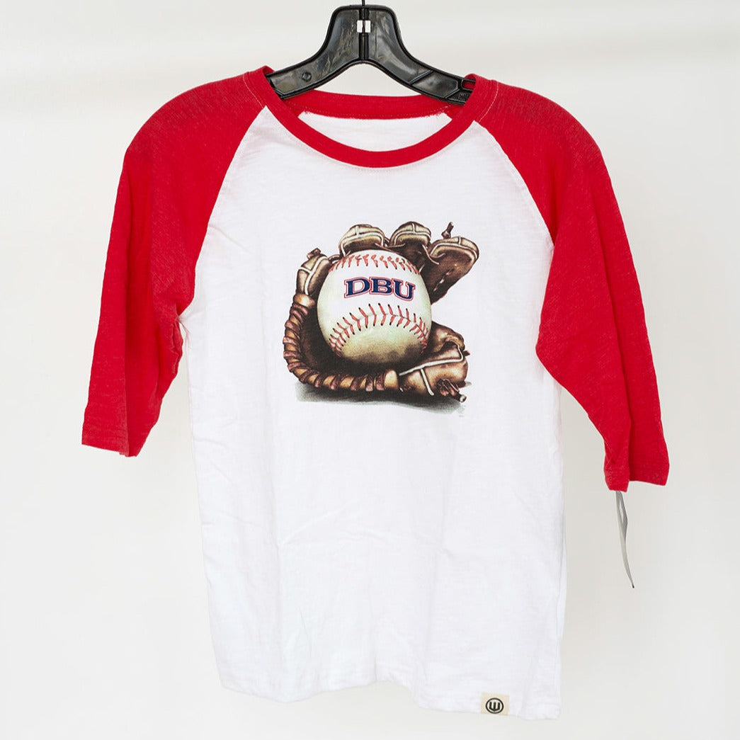 Wes and Willy Youth Baseball Tee, White/Red