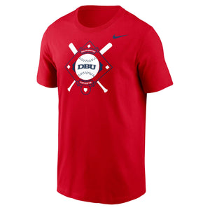 NIKE Baseball Dri Fit Cotton Short Sleeve Tee, Red