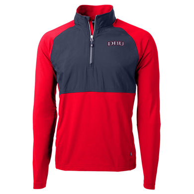 Adapt Eco Knit Hybrid Recycled Men's Quarter Zip, Red/Navy