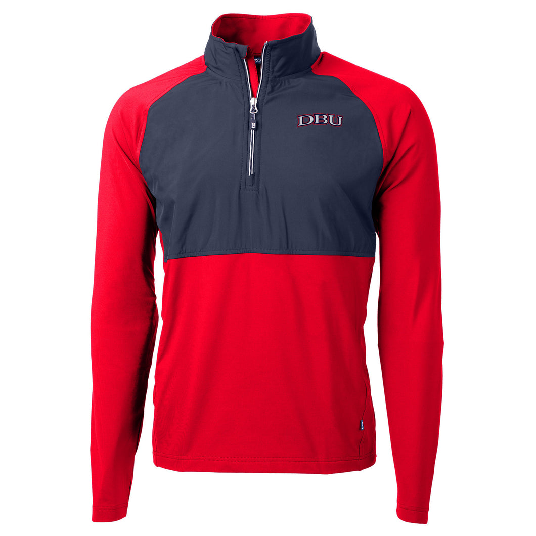 Adapt Eco Knit Hybrid Recycled Men's Quarter Zip, Red/Navy