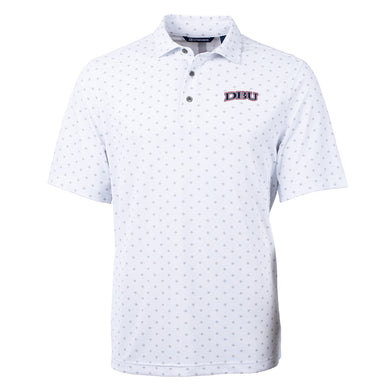 Virtue Eco Pique Tile Print Recycled Men's Polo, White