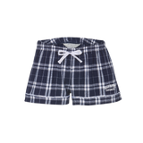 Ladies Flannel Short |  Navy/Silver Plaid