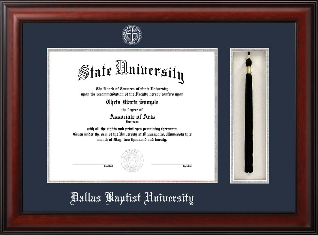 Bachelor/Masters Tassel Diploma Frame, Silver Foil Seal and Navy Mat